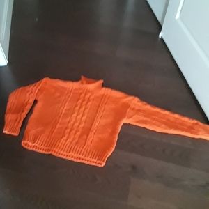 ~100% Cotton Chunky Cable Sweater ~ Orange, Size S ~